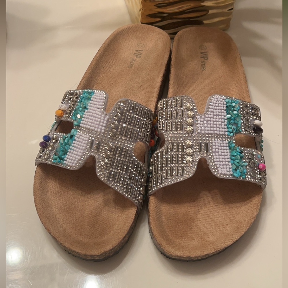 Women Sandals Rhinestone Glitter Slides Summer Platform Sandals Comfy Slides
